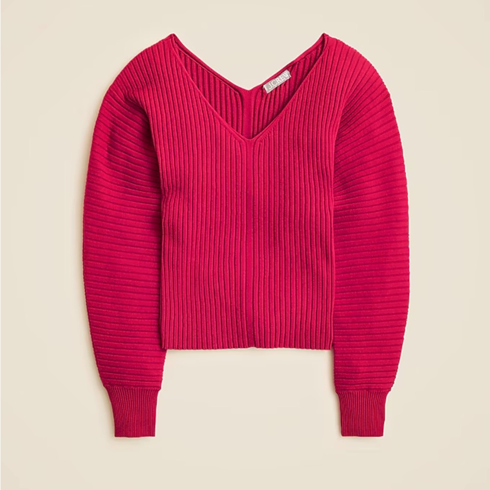 J. CREW Ribbed Double V-neck Sweater in Crimson Rouge size XS